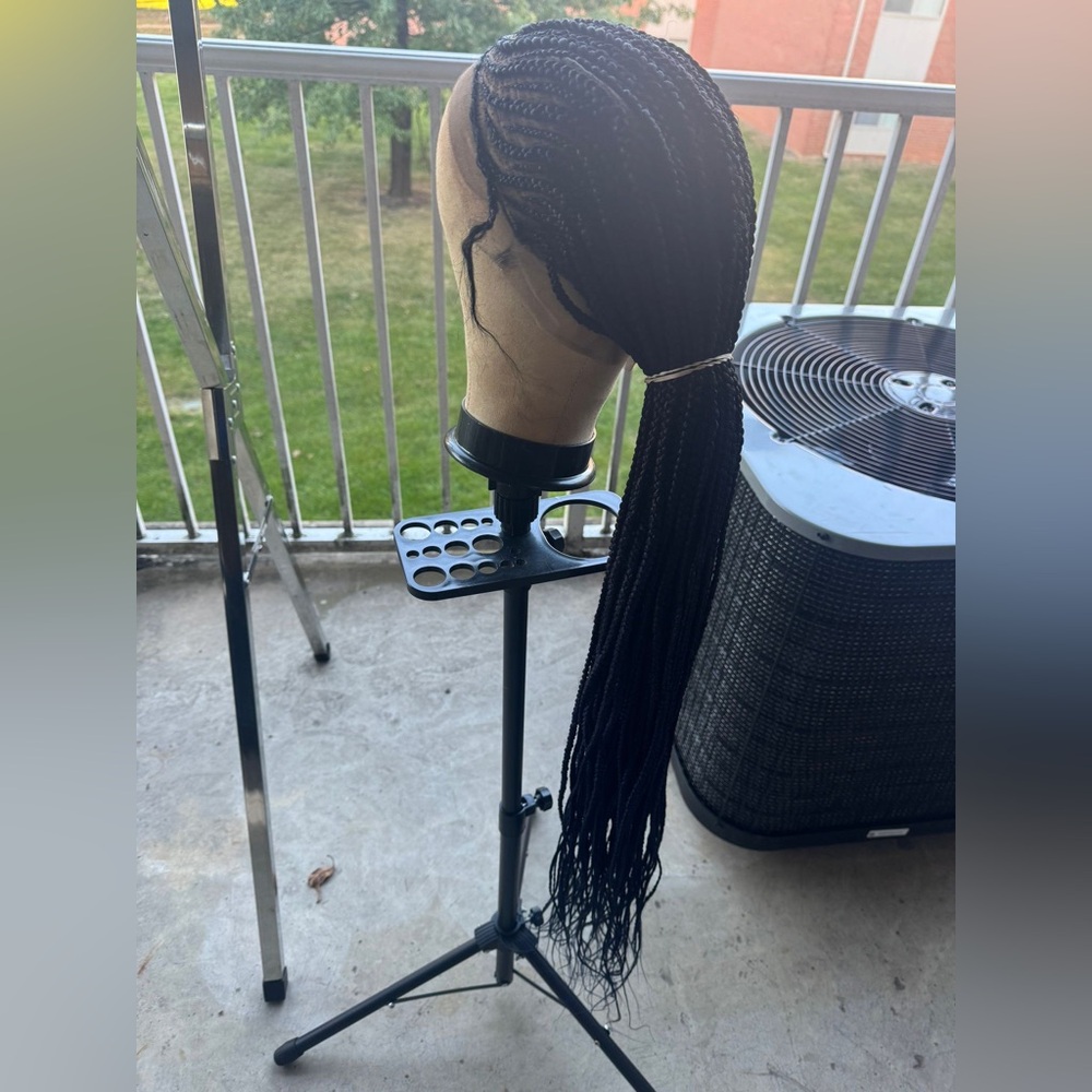 24 Inches Long Wig Ombre Black/Purple Tiny Corn Row Braided Full Lace Wig